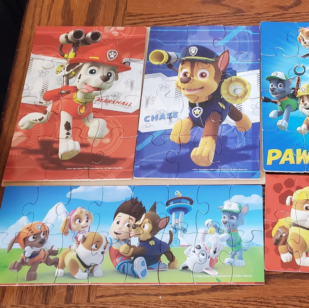 New 🌟 5 Wooden Paw Patrol Puzzles 🐾